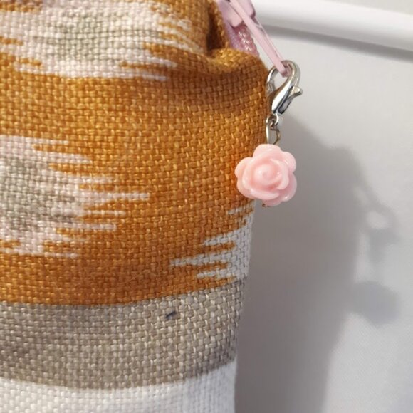 New Aztec Clutch travel Hanging make-up bag Mustard Pink 6" Wristlet Coin Purse - Picture 5 of 6